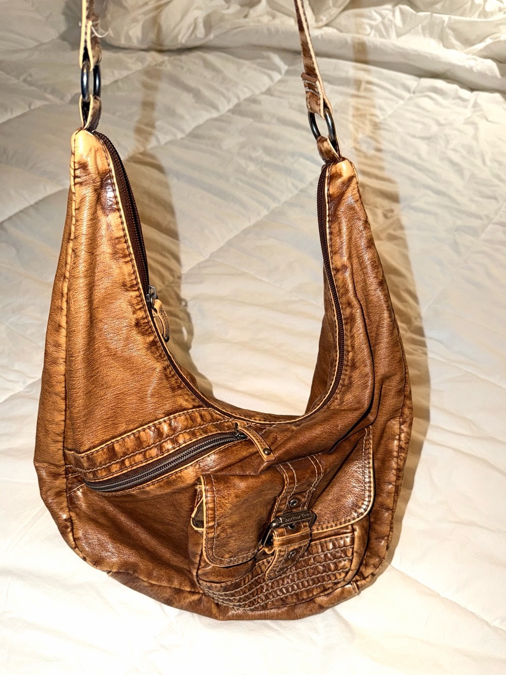 Casual Tan Leather Hobo Bag - Everyday Shoulder Tote